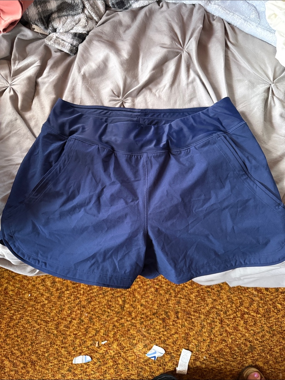 Lands' End Navy Women's Athletic Shorts with Pockets